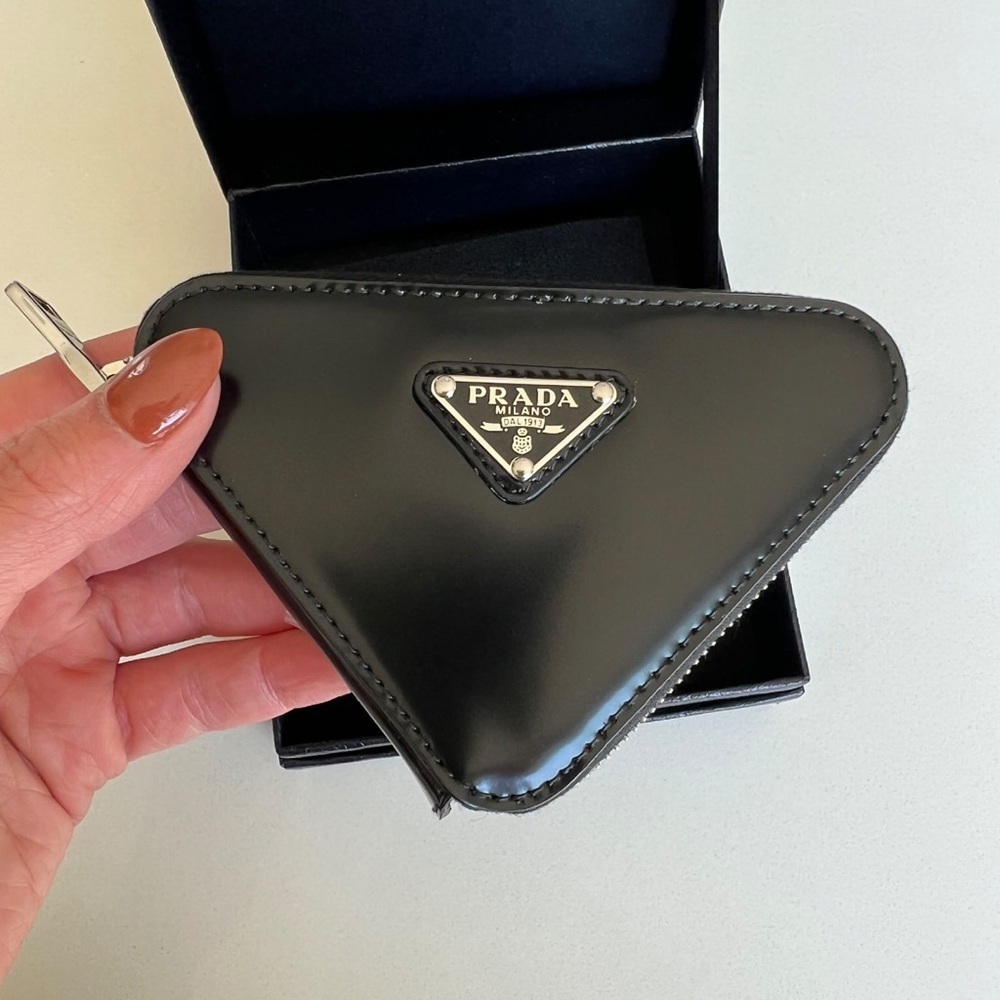 Prada Triangle-Shaped Mini Pouch in Black